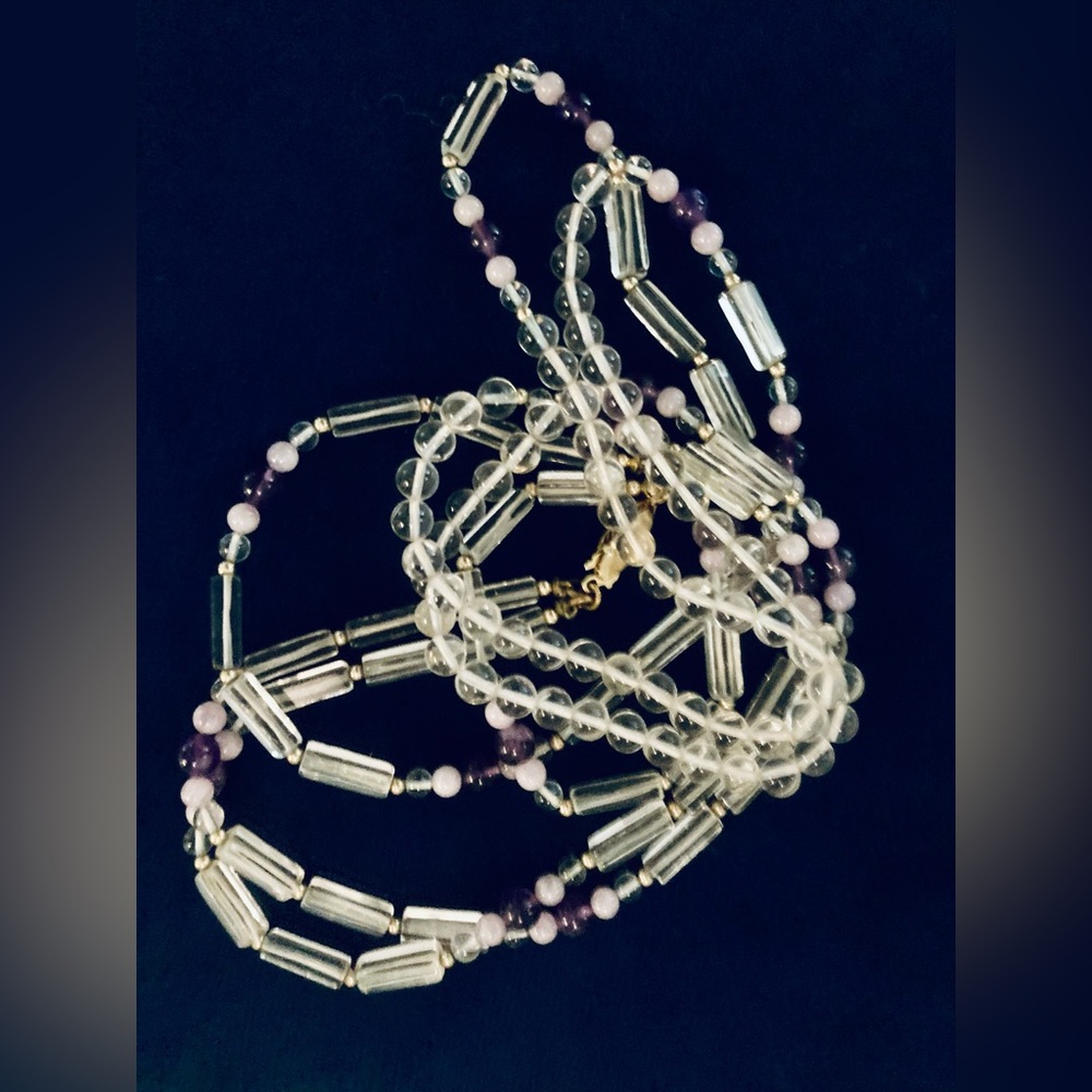 White quartz and amethyst beads
